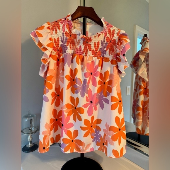 SHEIN Other - SHEIN Floral Blouse in Orange and Pink Women’s 1X NWOT
